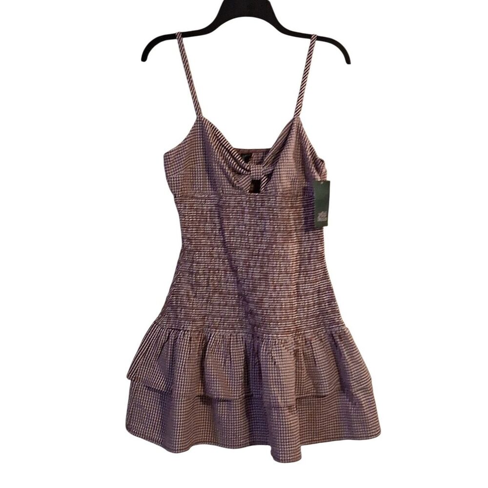 Wild Fable Game Day Womens Ruffled Gingham Medium Maroon Dress Retail 30.00